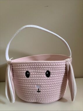 Pink Bunny Ear Kids Basket with Handle